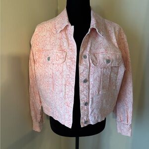 INC International Concepts Pink Snake Print Jean Jacket